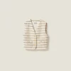 Ivory/blue Single-breasted Bouclé Vest | Miu Miu