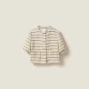 Ivory/blue Single-breasted Bouclé Jacket | Miu Miu
