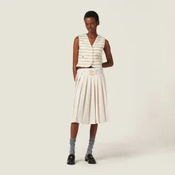 Ivory/blue Single-breasted Bouclé Vest | Miu Miu