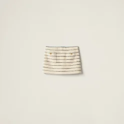 Ivory/blue Striped Bouclé Miniskirt | Miu Miu