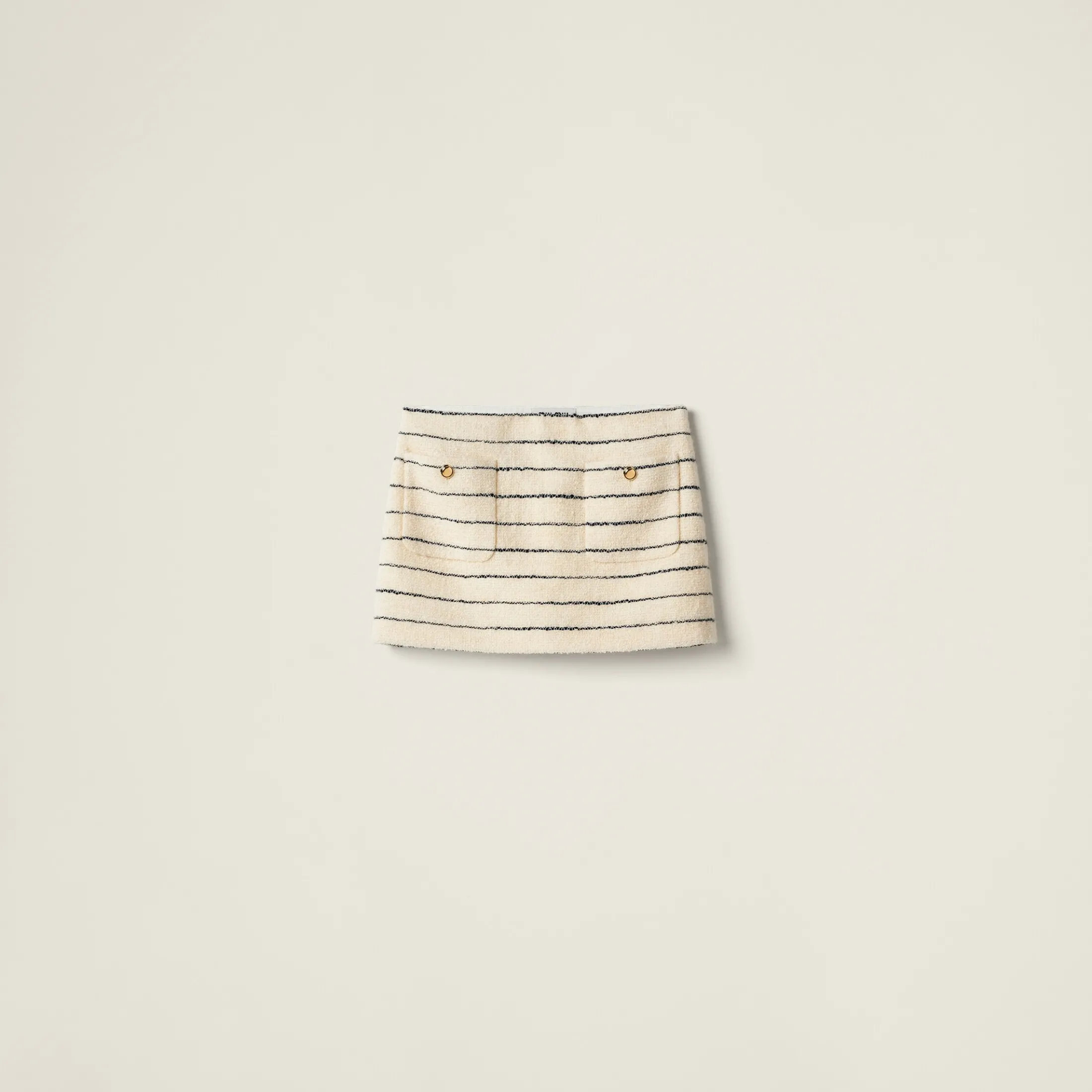 Ivory/blue Striped Bouclé Miniskirt | Miu Miu