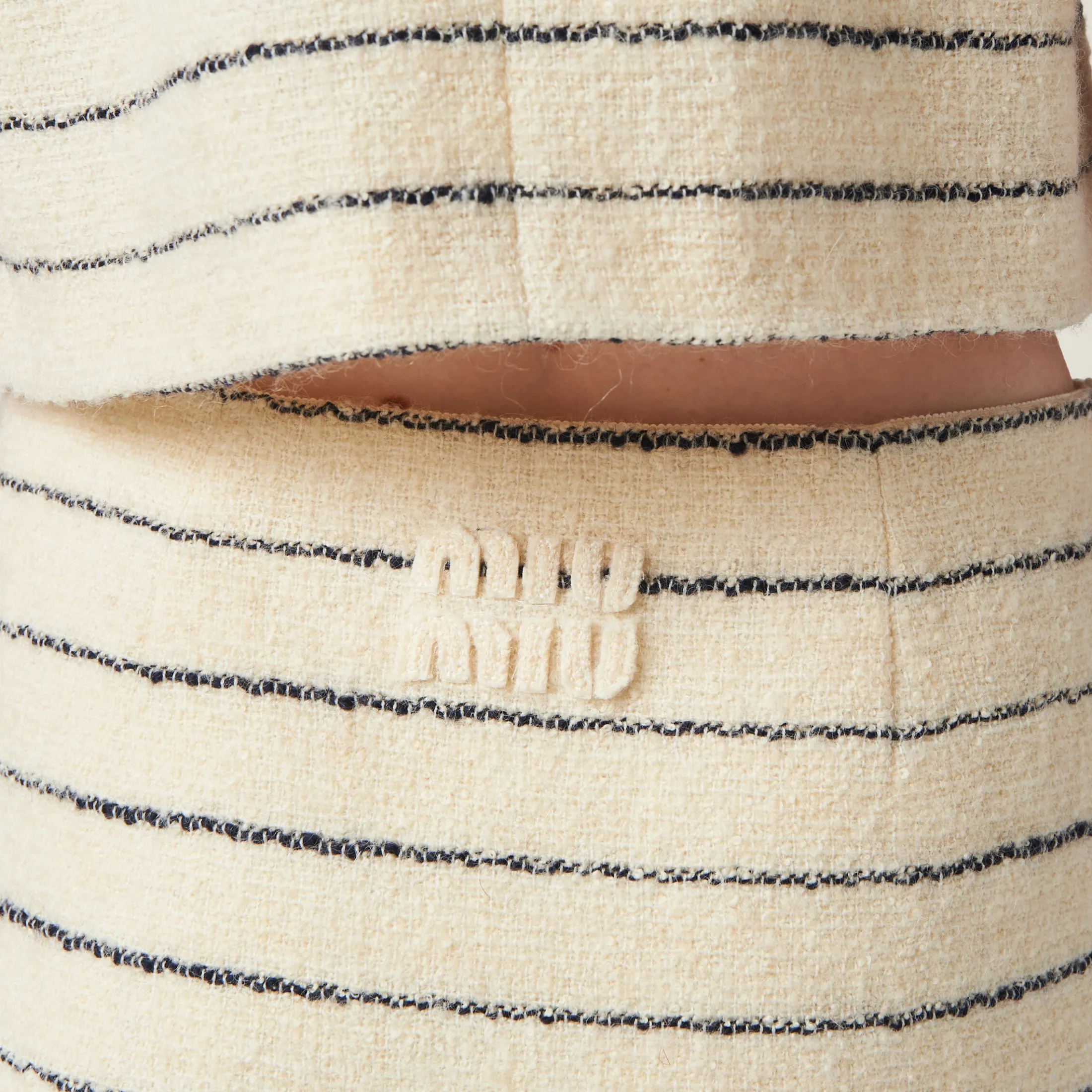 Ivory/blue Striped Bouclé Miniskirt | Miu Miu