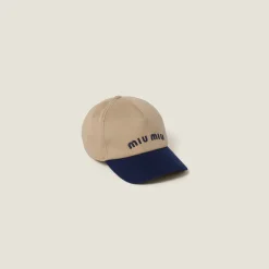 Khaki/royal Blue Drill Baseball Cap | Miu Miu