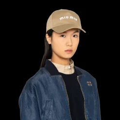 Khaki/white Drill Baseball Cap | Miu Miu