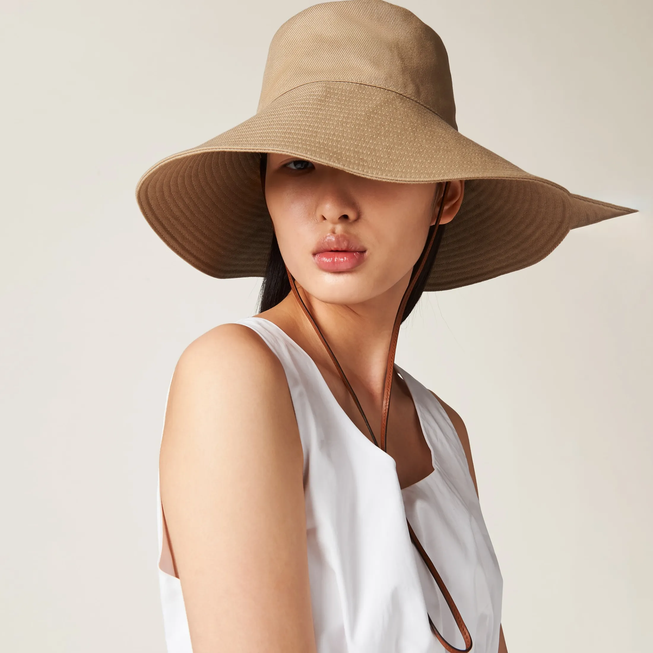 Khaki/white Drill Hat | Miu Miu