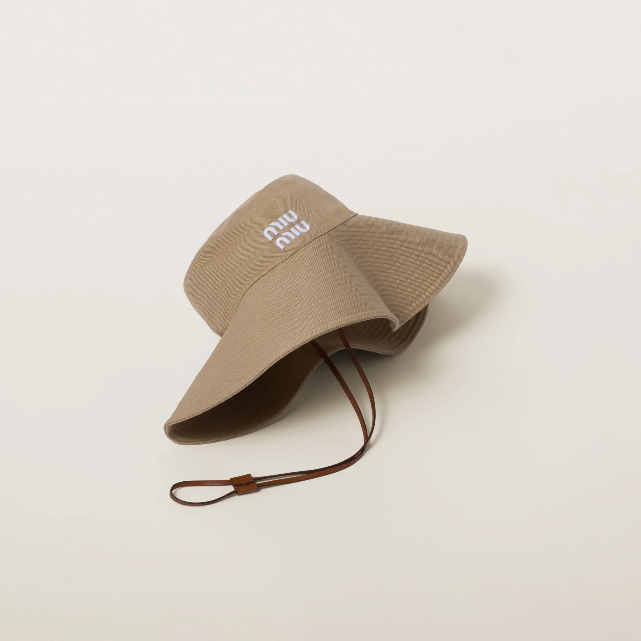 Khaki/white Drill Hat | Miu Miu