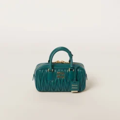 Lagoon Blue Arcadie Matelassé Nappa Leather Bag | Miu Miu