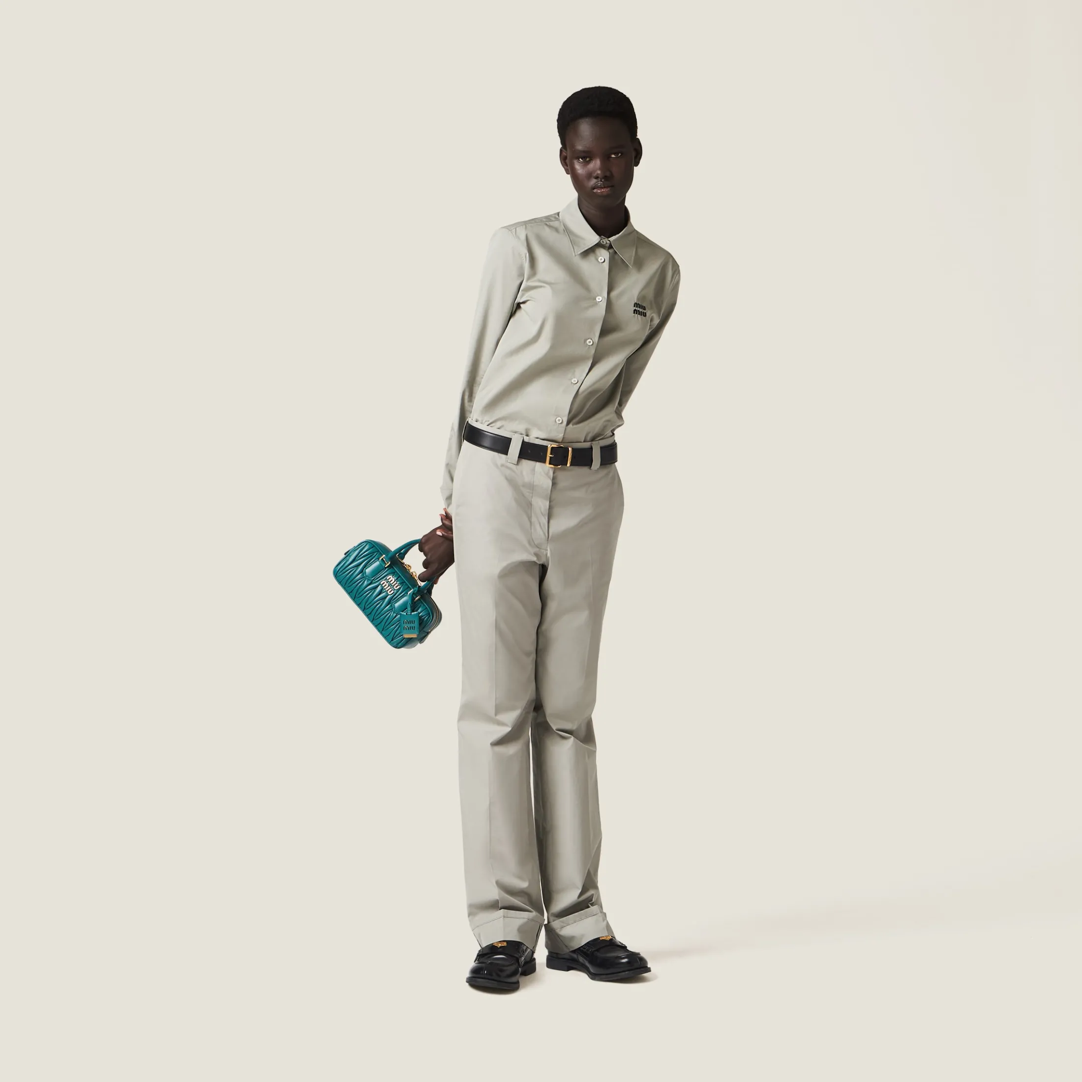 Lagoon Blue Arcadie Matelassé Nappa Leather Bag | Miu Miu