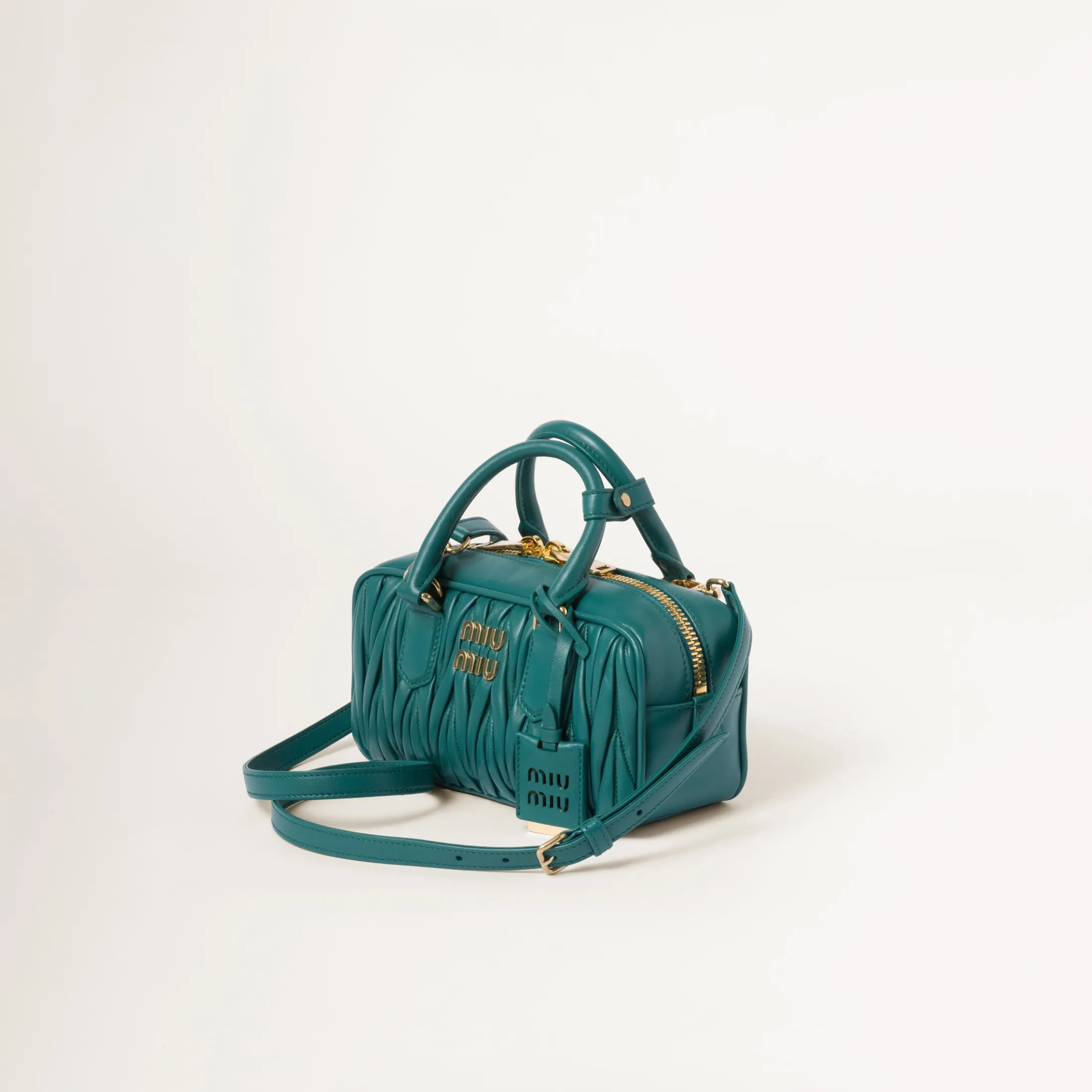 Lagoon Blue Arcadie Matelassé Nappa Leather Bag | Miu Miu