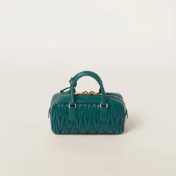 Lagoon Blue Arcadie Matelassé Nappa Leather Bag | Miu Miu