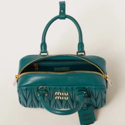 Lagoon Blue Arcadie Matelassé Nappa Leather Bag | Miu Miu