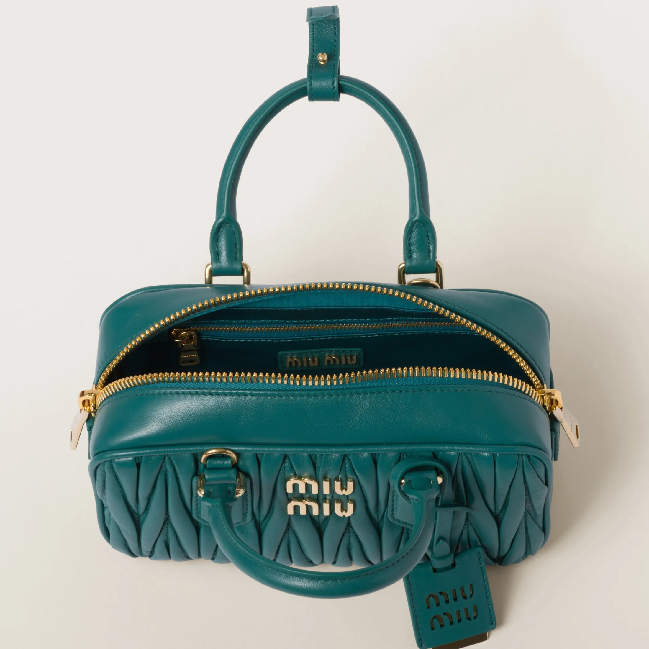 Lagoon Blue Arcadie Matelassé Nappa Leather Bag | Miu Miu