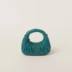 Lagoon Blue Wander Matelassé Nappa Leather Hobo Mini-bag | Miu Miu
