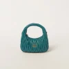 Lagoon Blue Wander Matelassé Nappa Leather Hobo Bag | Miu Miu