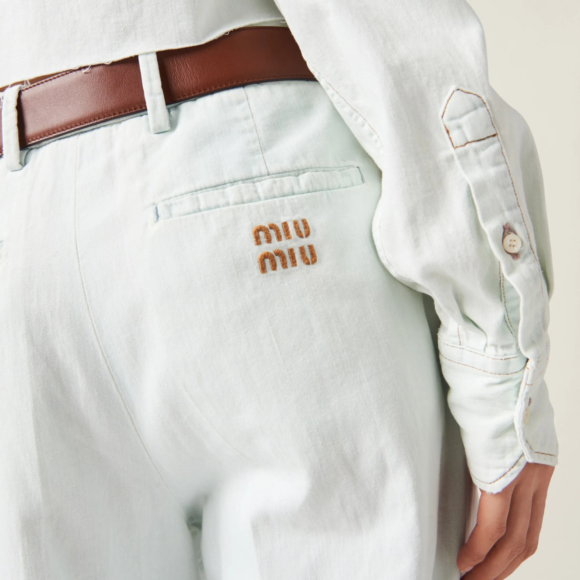 Light Blue Chambray Denim Jeans | Miu Miu