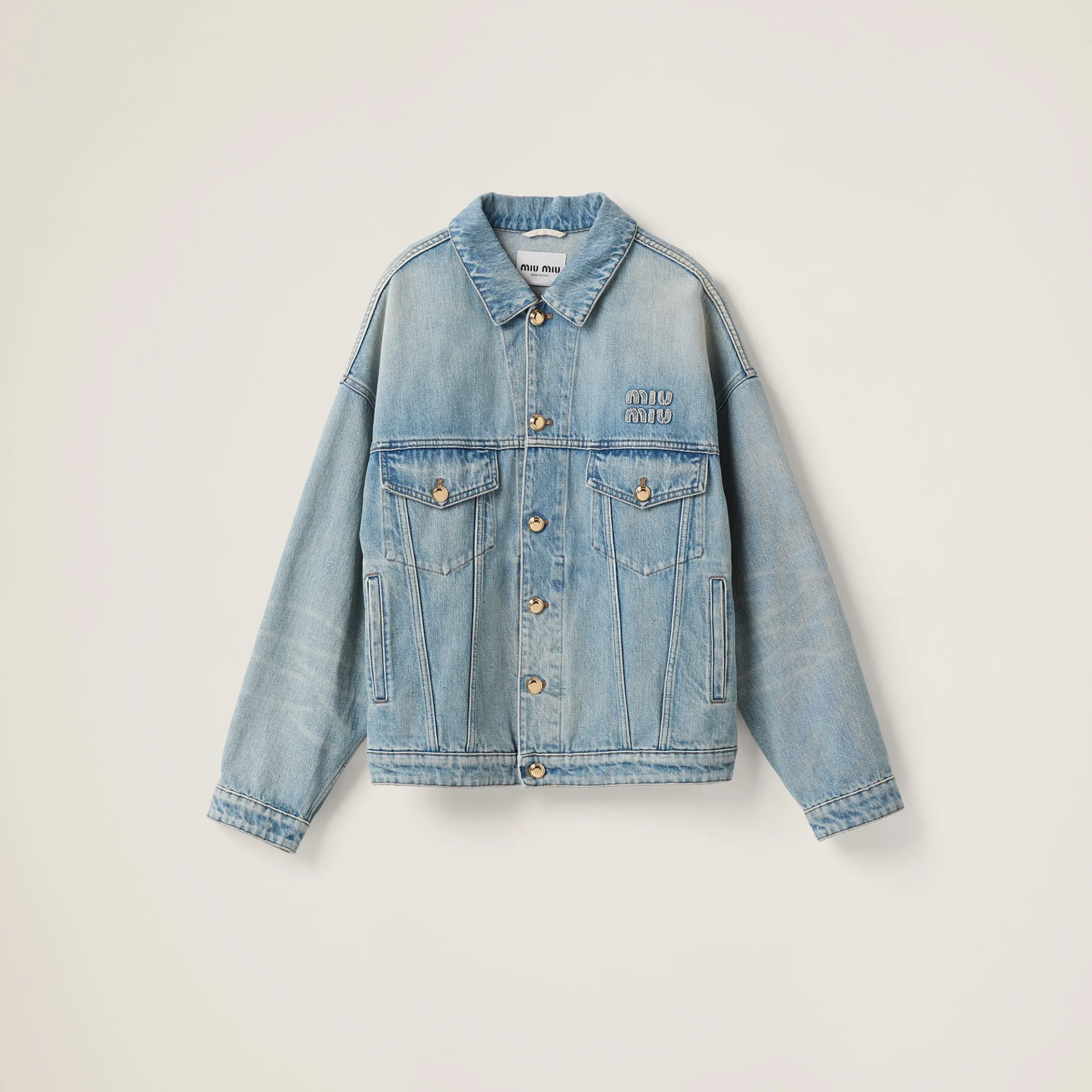 Light Blue Denim Blouson Jacket | Miu Miu