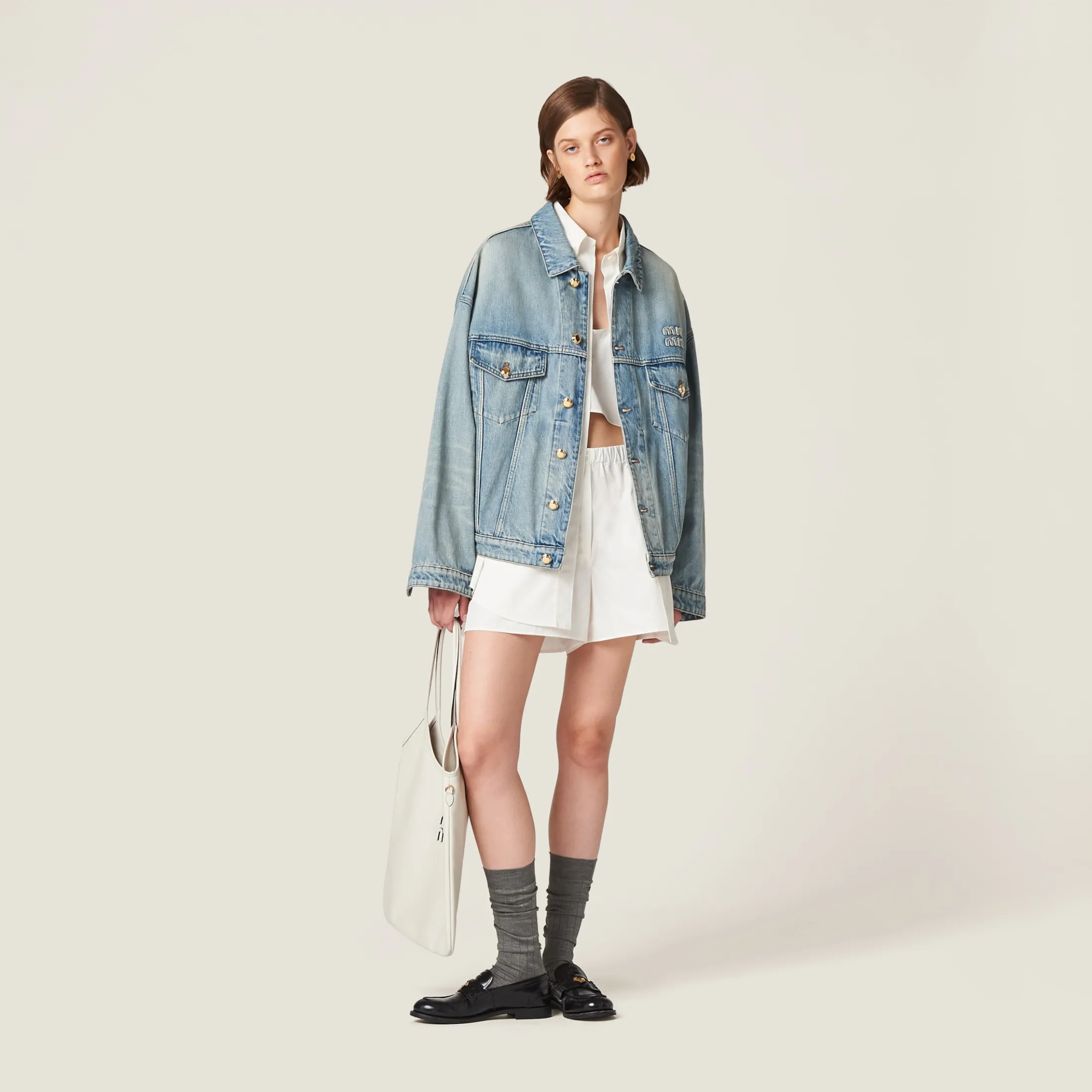 Light Blue Denim Blouson Jacket | Miu Miu