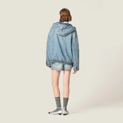 Light Blue Denim Blouson Jacket | Miu Miu