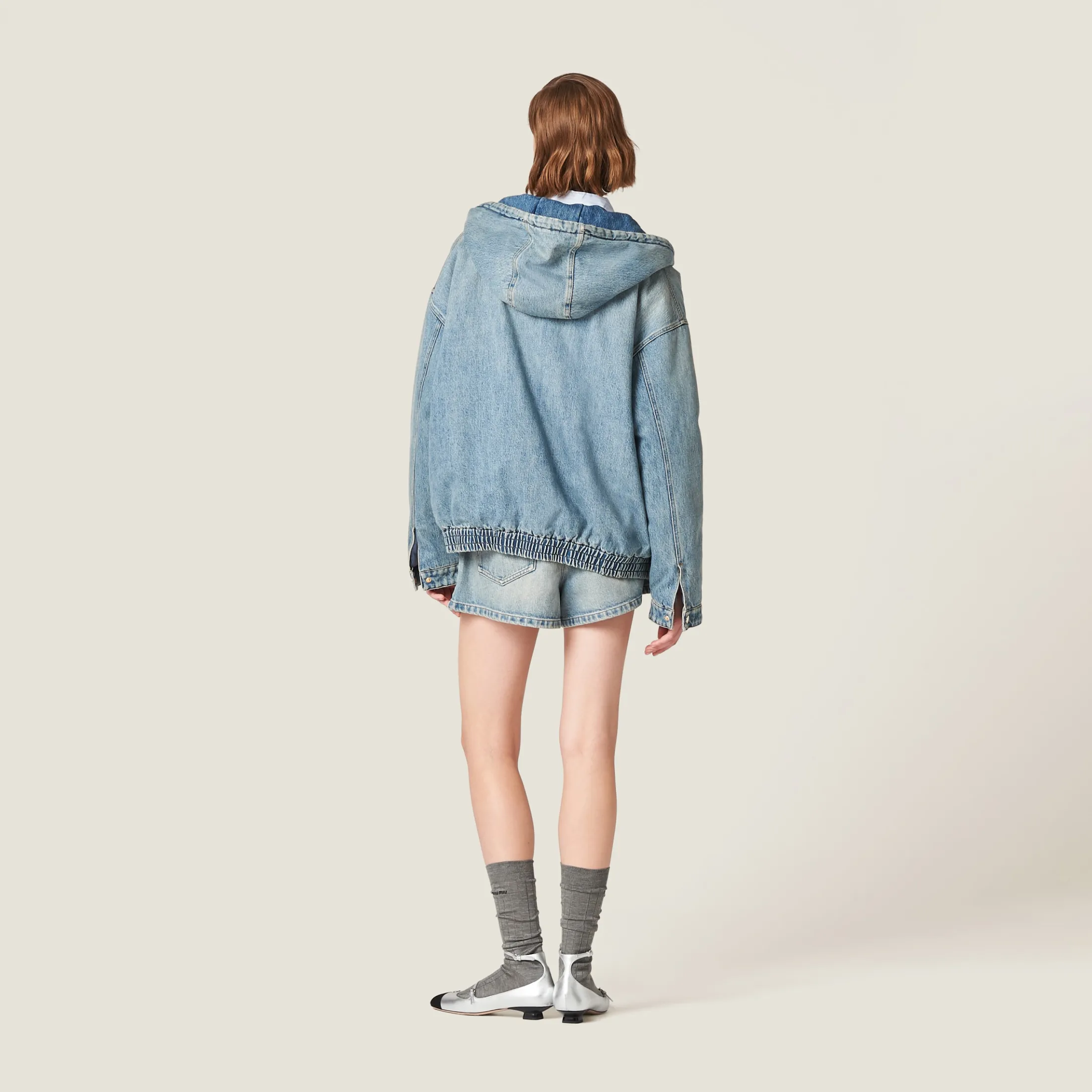 Light Blue Denim Blouson Jacket | Miu Miu