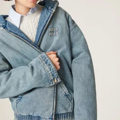 Light Blue Denim Blouson Jacket | Miu Miu