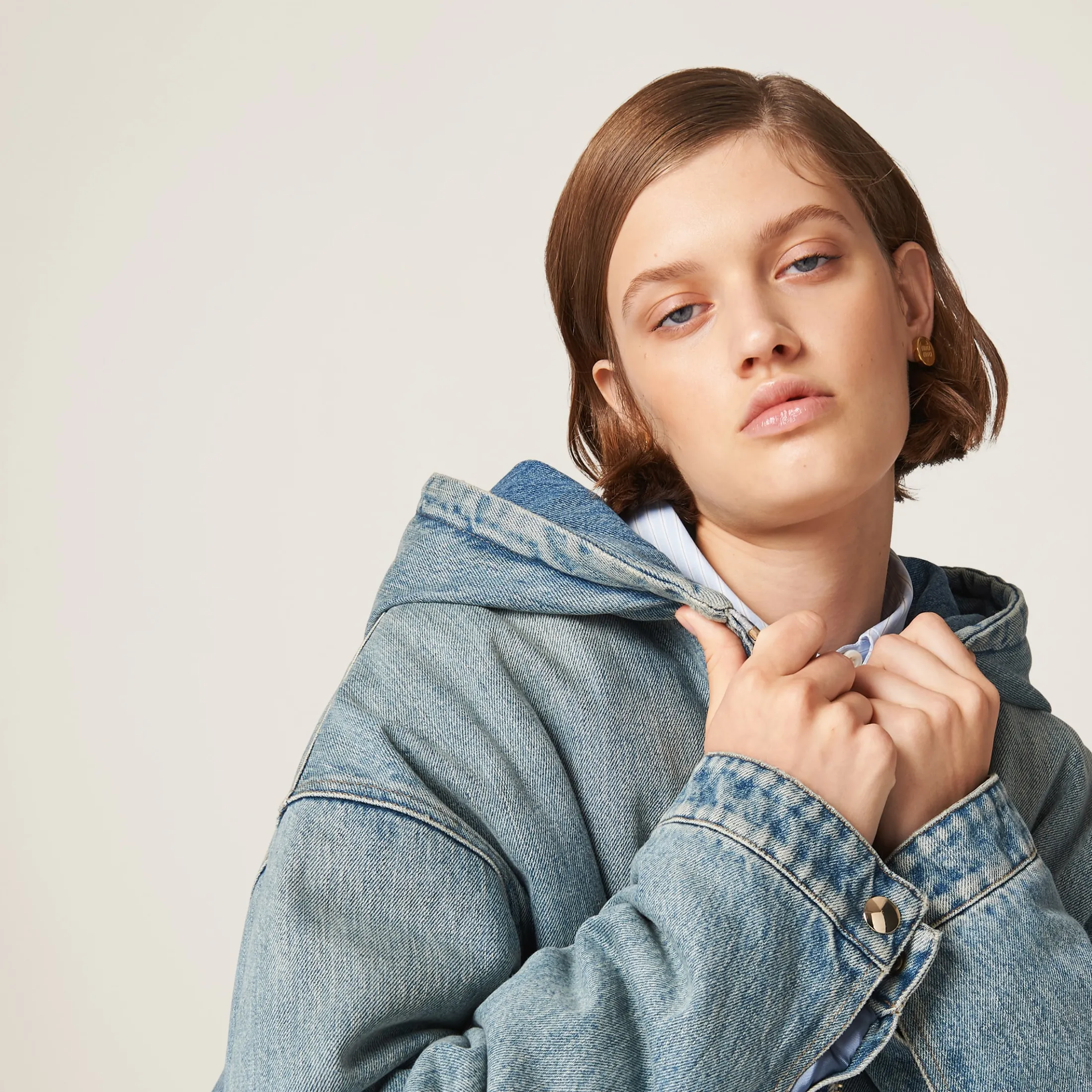 Light Blue Denim Blouson Jacket | Miu Miu