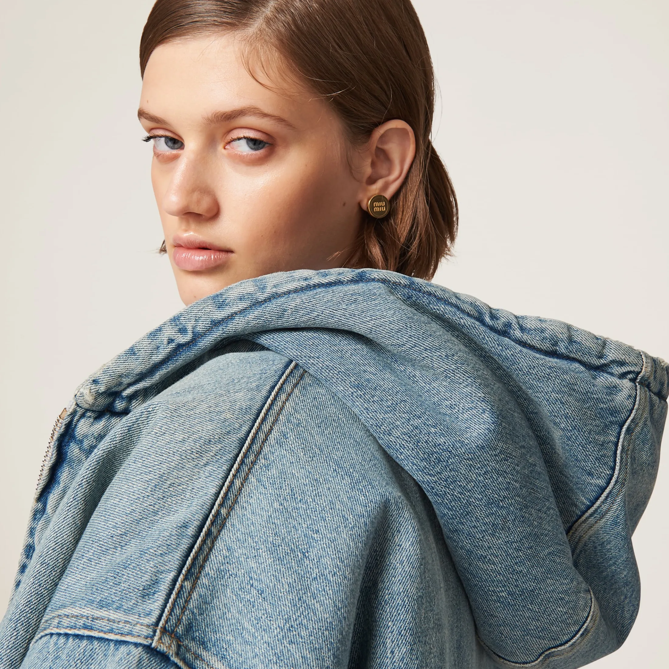 Light Blue Denim Blouson Jacket | Miu Miu