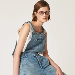 Light Blue Denim Overalls | Miu Miu