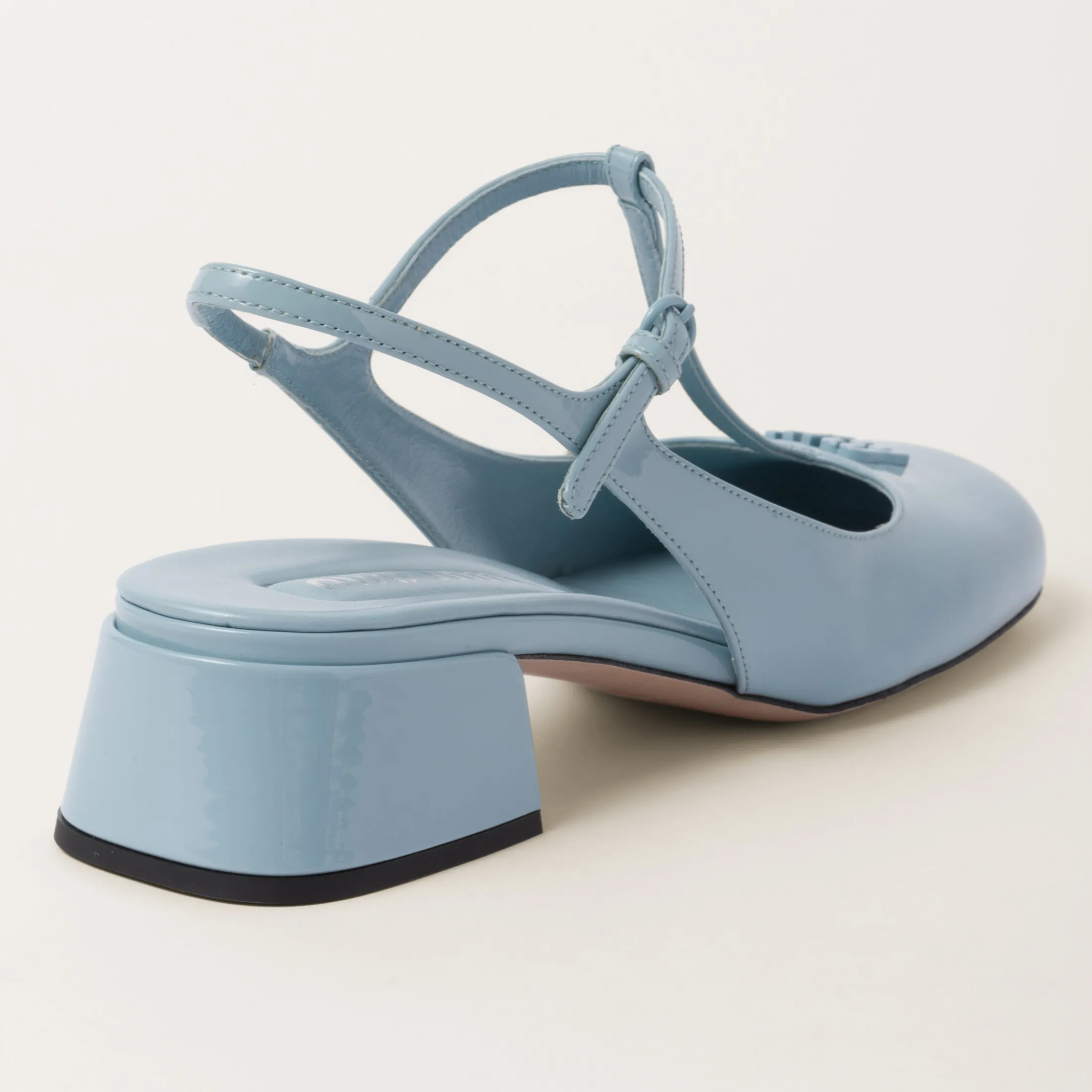 Light Blue Patent Leather Slingback Pumps | Miu Miu