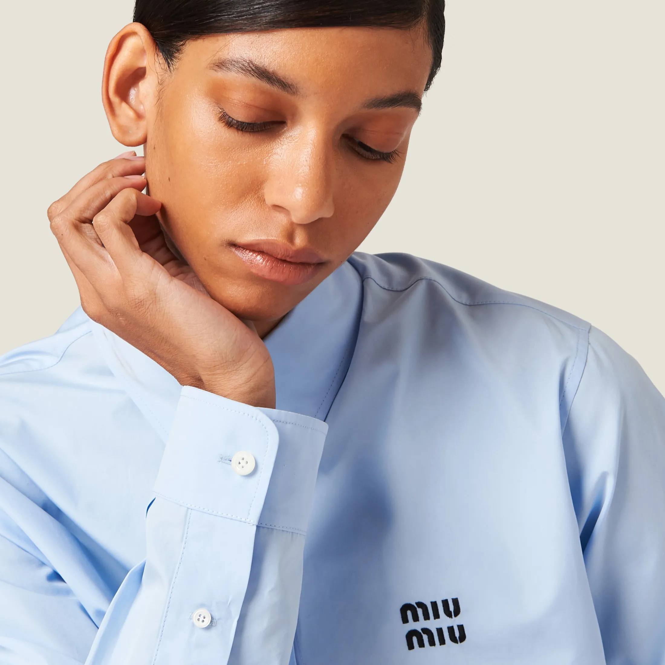Light Blue Poplin Shirt | Miu Miu