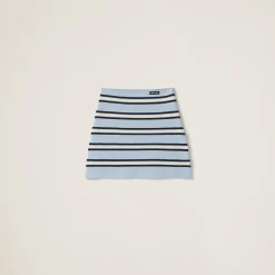 Light Blue Silk And Cotton Miniskirt | Miu Miu