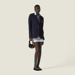 Light Blue Silk And Cotton Miniskirt | Miu Miu