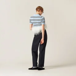 Light Blue Silk And Cotton Knit Polo Shirt | Miu Miu