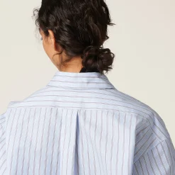 Light Blue/blue Striped Cotton Shirt | Miu Miu