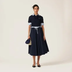 Light Blue/blue Striped Cotton Shirt | Miu Miu