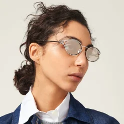 Light Gold Lenses Miu Miu Logo Sunglasses | Miu Miu
