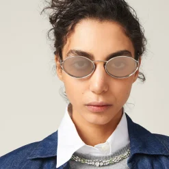 Light Gold Lenses Miu Miu Logo Sunglasses | Miu Miu