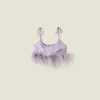 Lilac Feather-trimmed Satin Top | Miu Miu