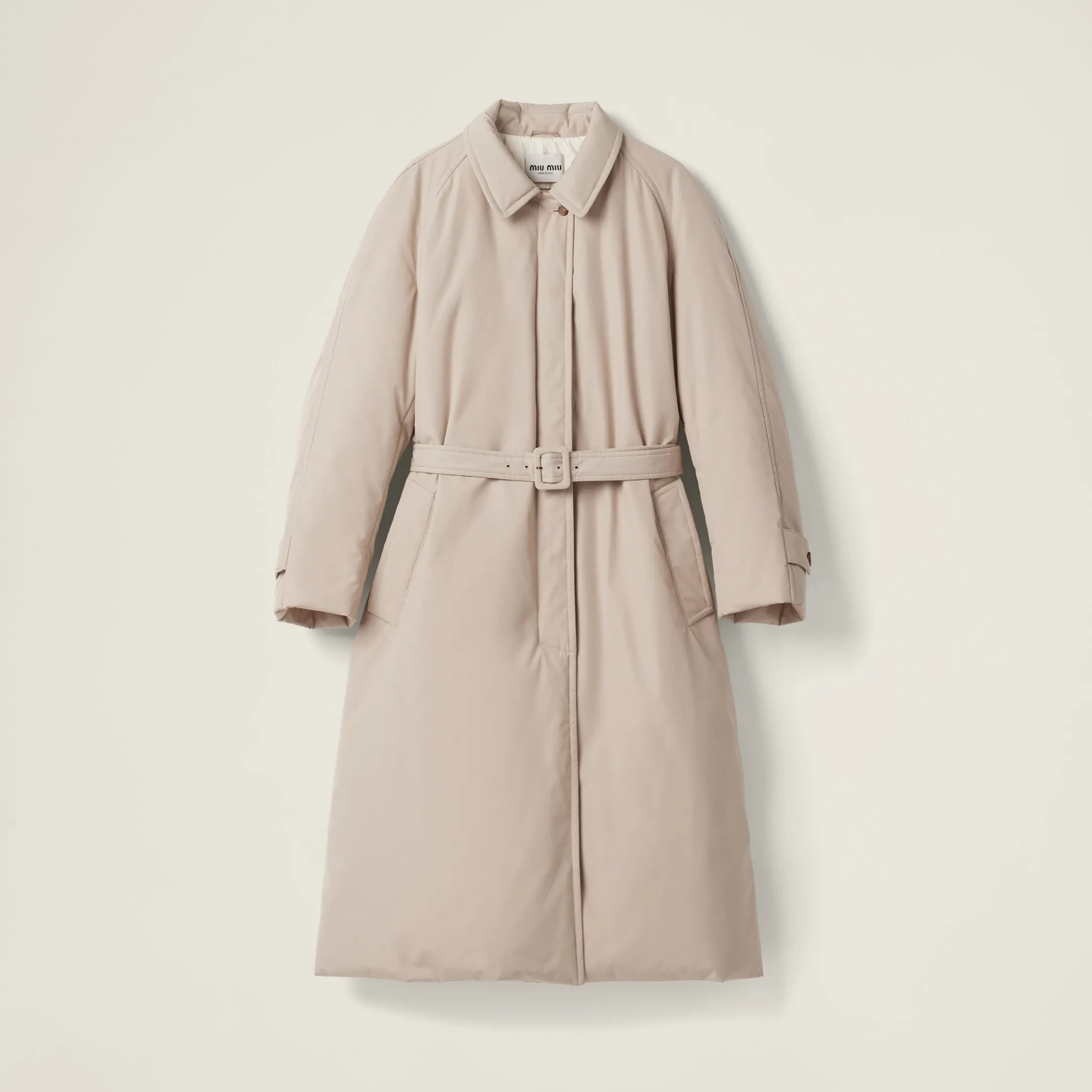 Limestone Panama Cotton Down Coat | Miu Miu