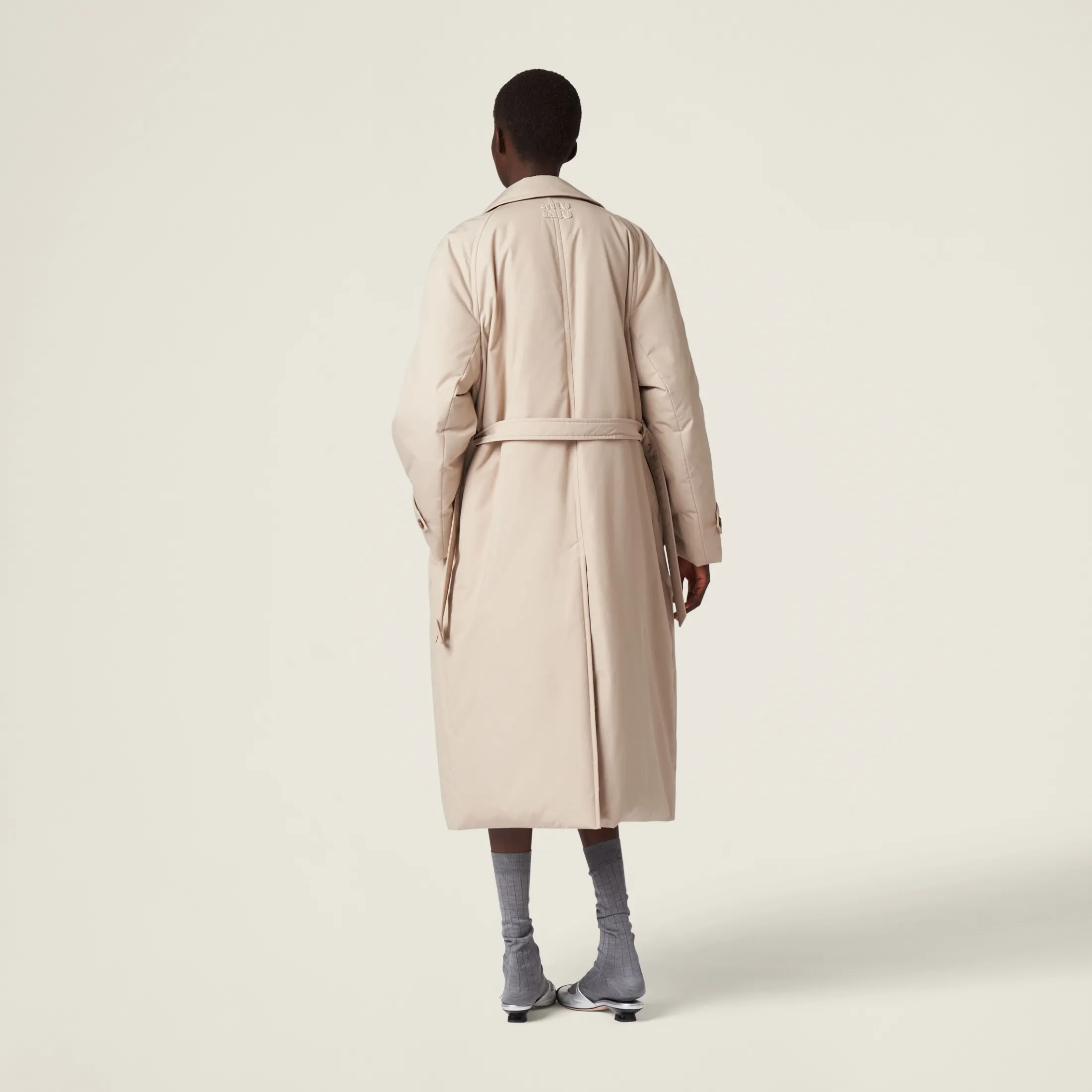 Limestone Panama Cotton Down Coat | Miu Miu