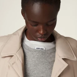 Limestone Panama Cotton Down Coat | Miu Miu