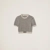 Limestone/black Cotton Crew-neck Sweater | Miu Miu