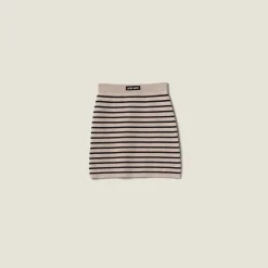 Limestone/black Cotton Miniskirt | Miu Miu