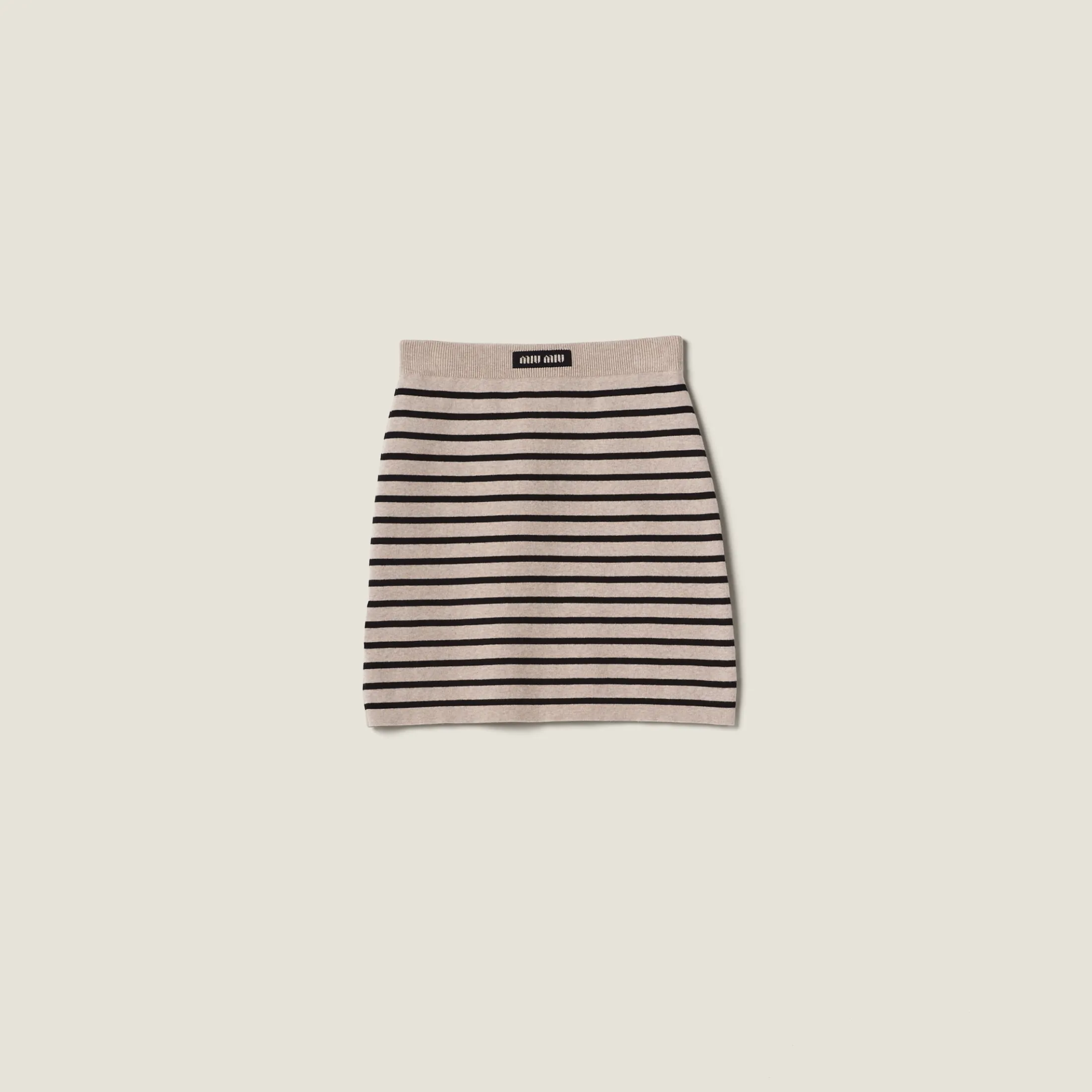 Limestone/black Cotton Miniskirt | Miu Miu