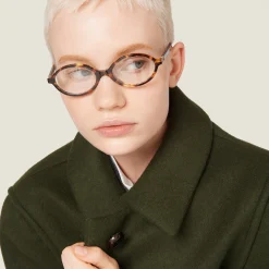 Loden Green Single-breasted Loden Cloth Coat | Miu Miu