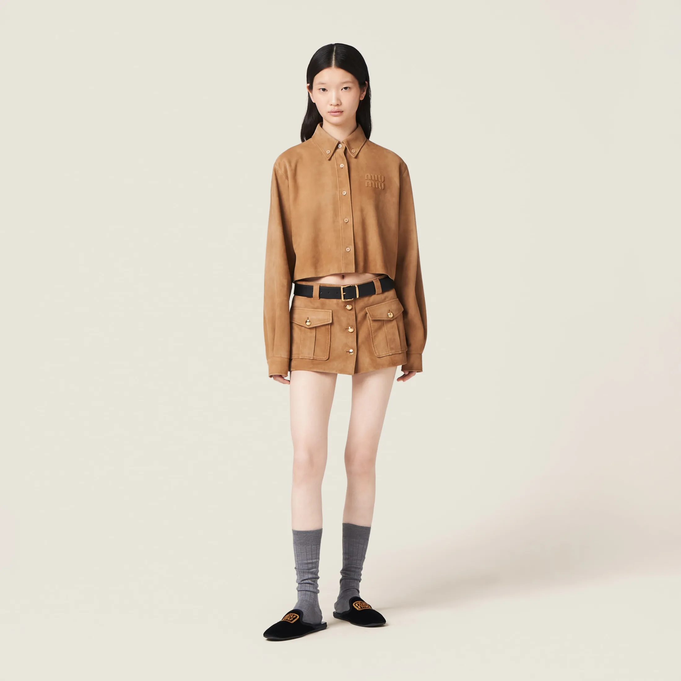 Maple Brown Suede Shirt | Miu Miu