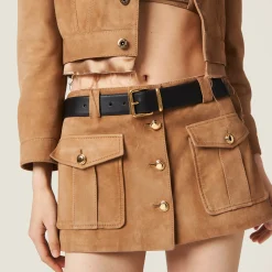 Maple Brown Suede Skirt | Miu Miu
