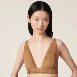 Maple Brown Suede Top | Miu Miu