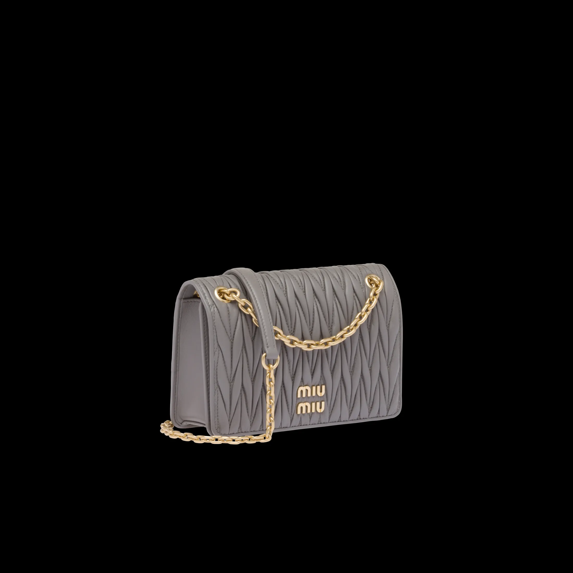 Marble Gray Matelassé Nappa Leather Mini-bag | Miu Miu
