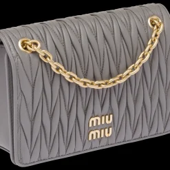 Marble Gray Matelassé Nappa Leather Mini-bag | Miu Miu