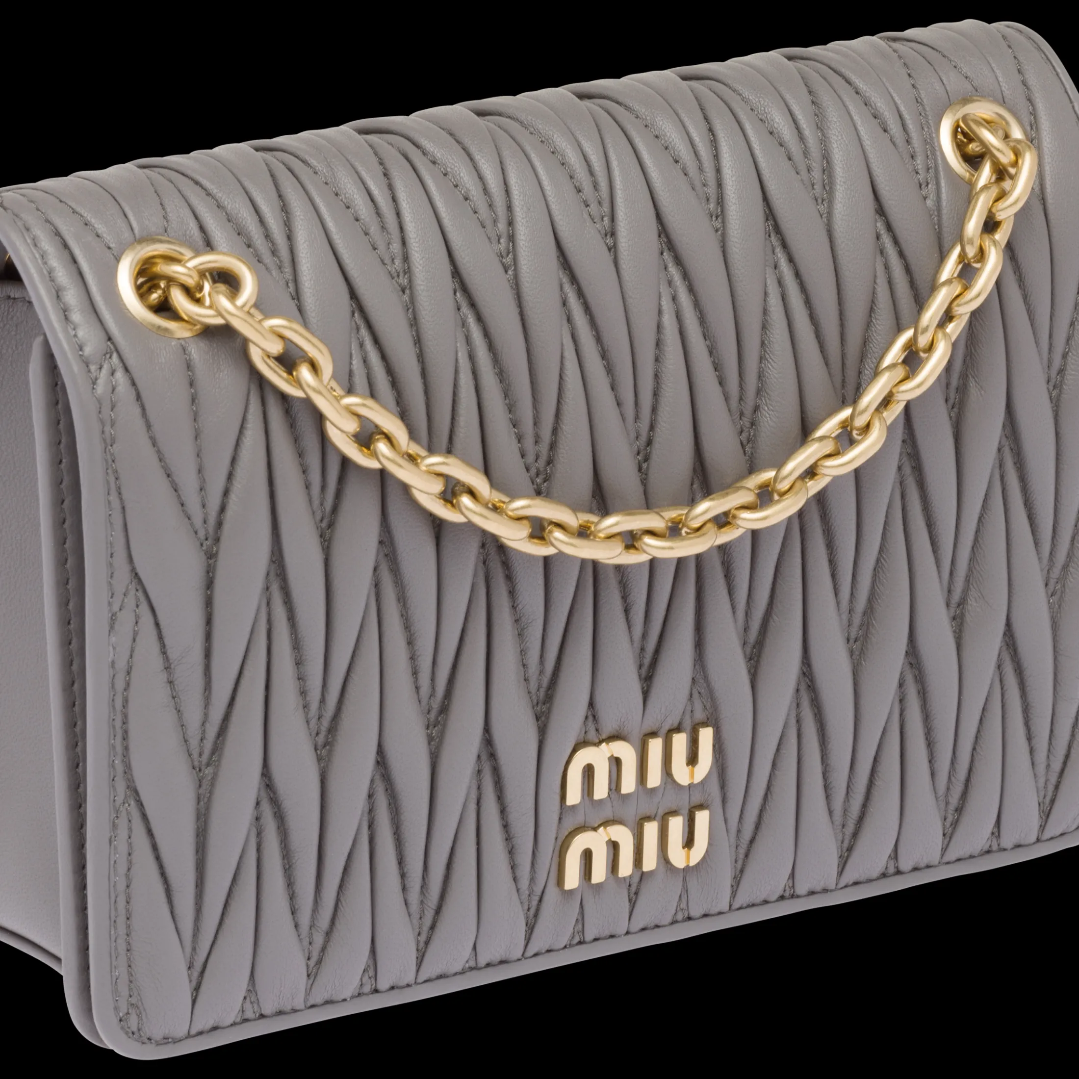 Marble Gray Matelassé Nappa Leather Mini-bag | Miu Miu
